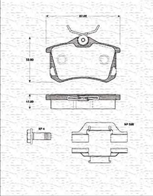MAGNETI MARELLI 363702161258 -  Комплект тормозных колодок, дисковый тормоз